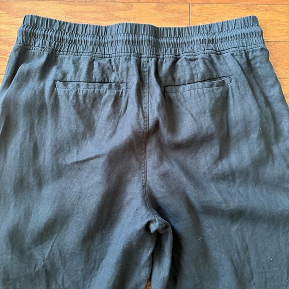 Athleta Linen Ankle Cropped Pants Black Sz 18 Athleisure Minimalist - Picture 5 of 7